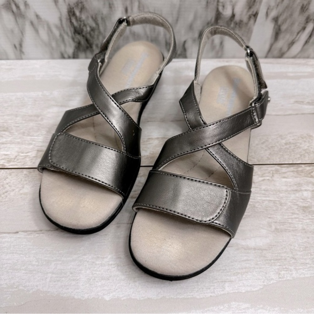 Grasshopper Ortholite Leah II Silver Gray Strap Sandal Women Sz 8.5 Orthopedic